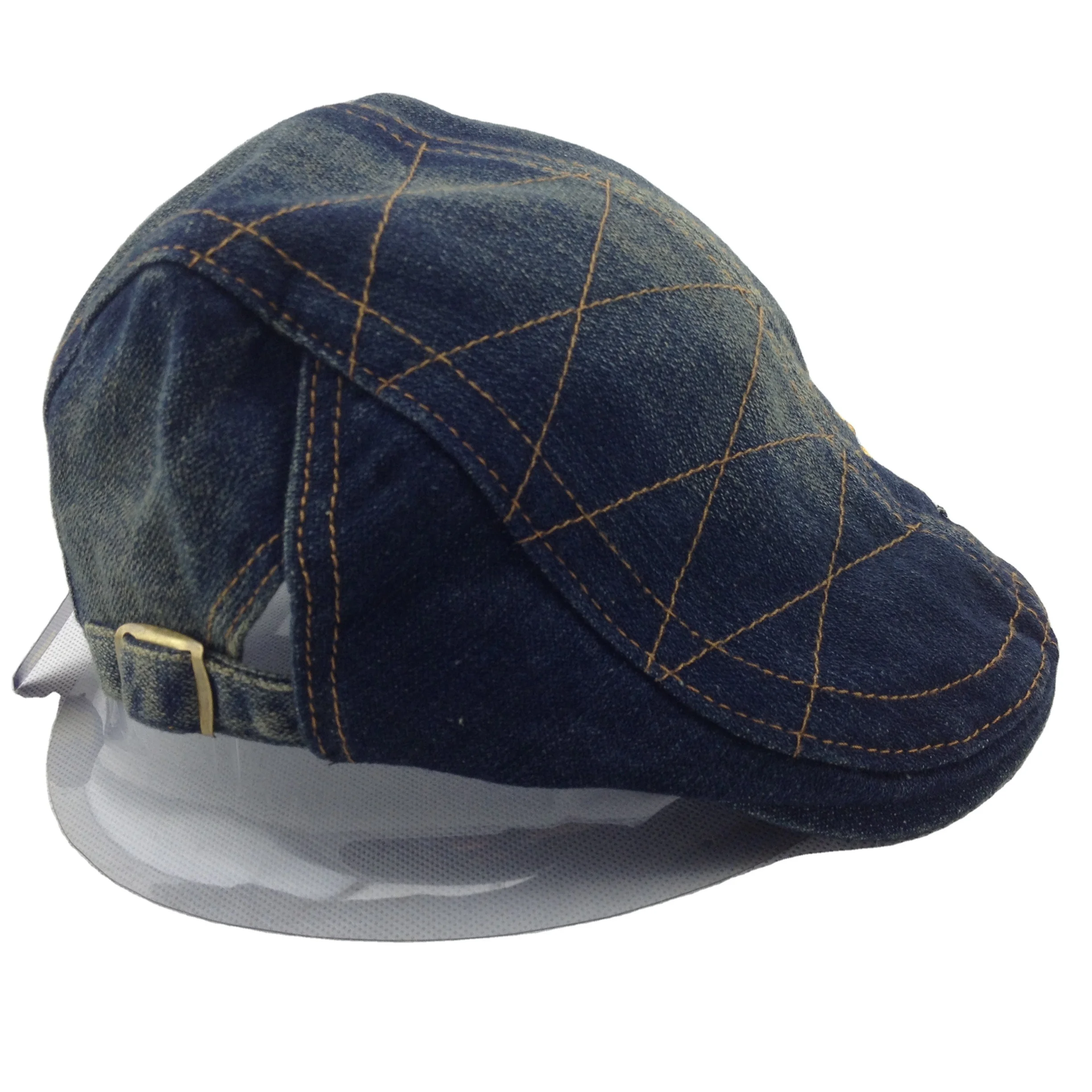 High Quality Adjustable Forward Peaked Caps Custom Embroidered Denim Ivy Hat Newsboy Cotton Cap