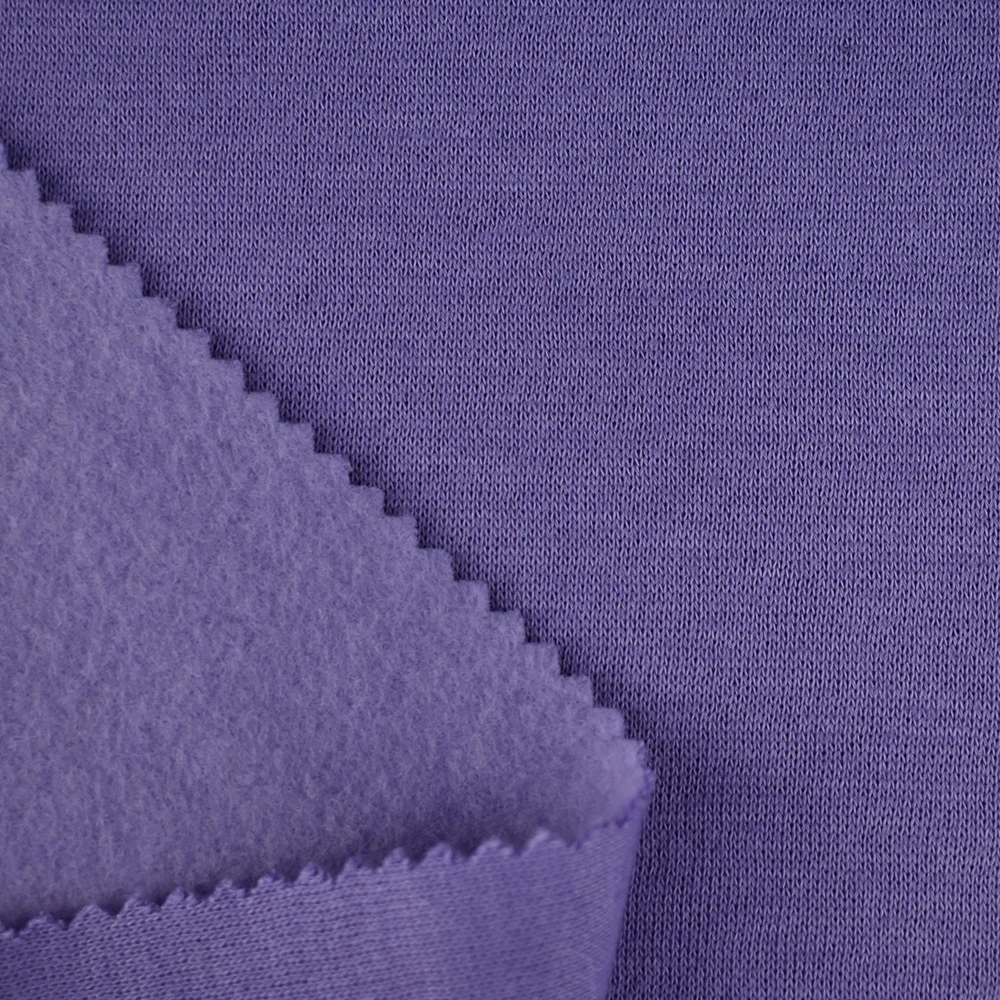 Wholesale knitted NO MOQ stock 32S brushed TC fleece cotton polyester fabric for hoodie