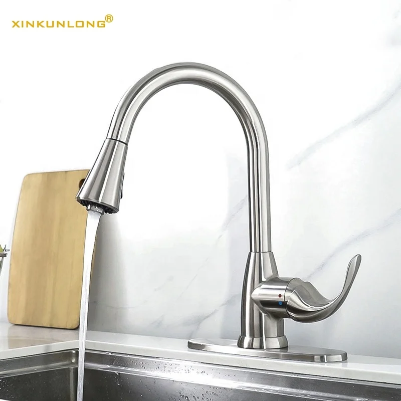 
Factory Price Durable Brass Pullout Kitchen Sink Faucets Hot Cold Mixer Tap with 2 modes Sprayer 