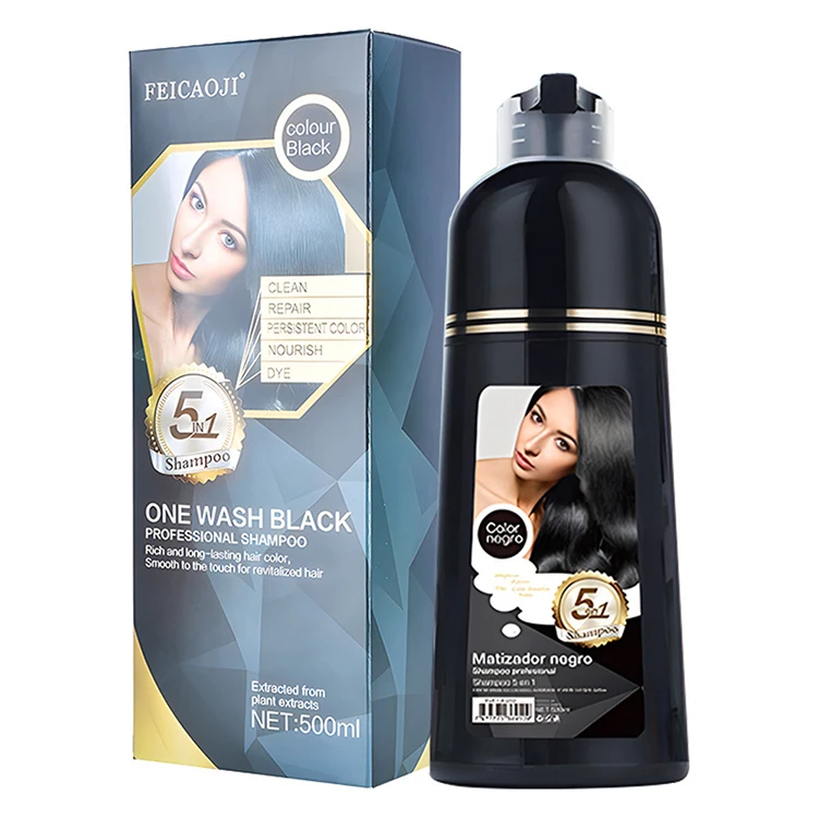 Wholesale Natural 3 IN 1 Professional Coverage Darkening Hair Color Shampoo Dye Long Lasting 500ml Black Brown Hair Dye Shampoo