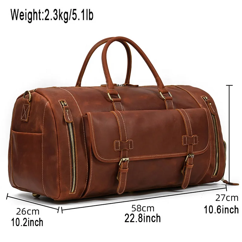 Кожаная Дорожная Спортивная Сумка, водонепроницаемый чемодан с отделением для обуви, сумасшедшая лошадь, мужская сумка из буйвола для ночей