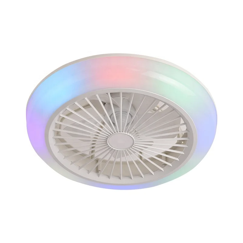 RGB living room bedroom intelligent remote control light integrated silent ceiling LED fan light