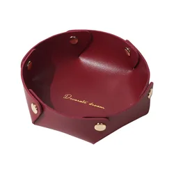 Circle Coin Key Foldable Pu Leather Tray Jewelry Storage Tray Home Deco Creative Organizer