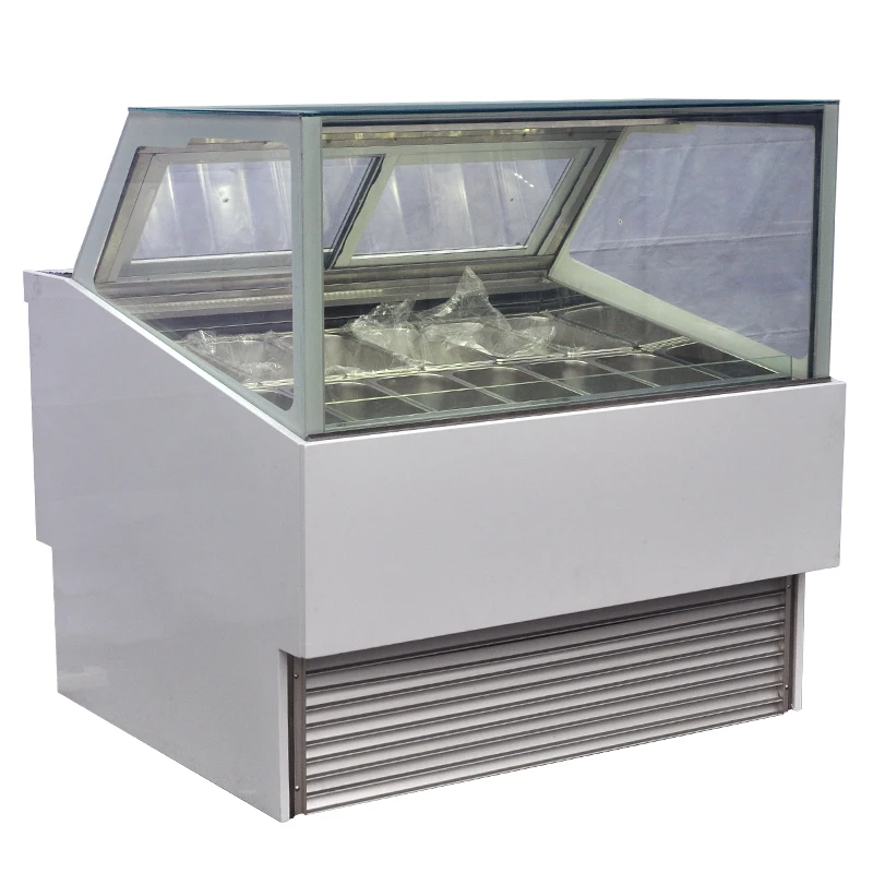 LVKE High Quality Italian Ice Cream Air Cooled Frostless Cream Popsicle Display Cabinet Temperature -22 Freezer