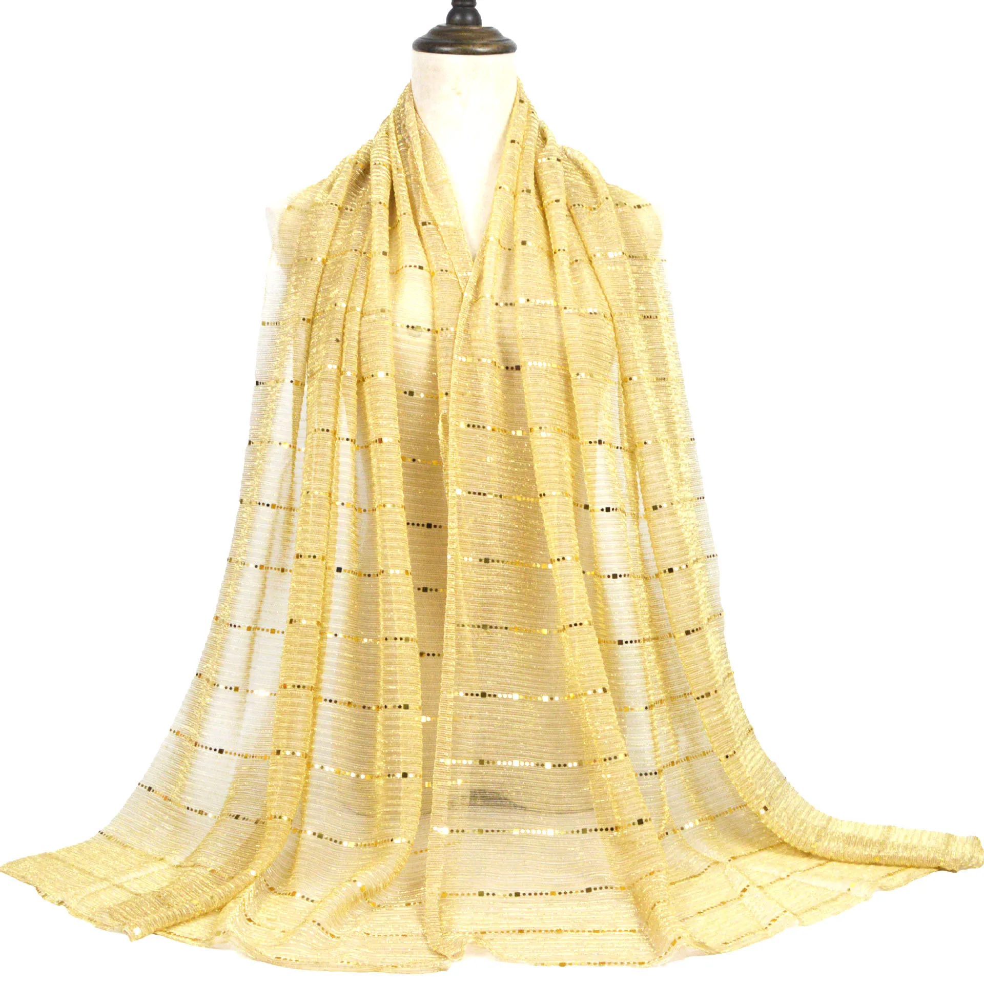 New Style Hijab Islamic Women Luxury Moonlight Beautiful Pleated Crinkle Glitter Shawl Scarf Muslim Wrap