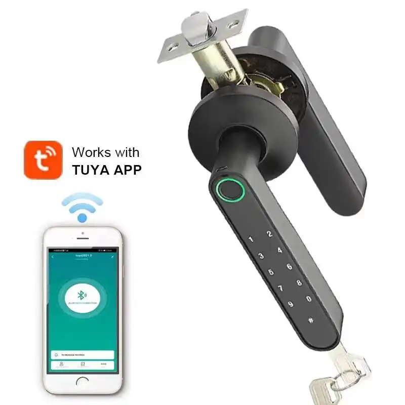 Factory Price Residence Smart Home Door Lock Tuya APP Biometric Fingerprint Password Key Room Door Lock