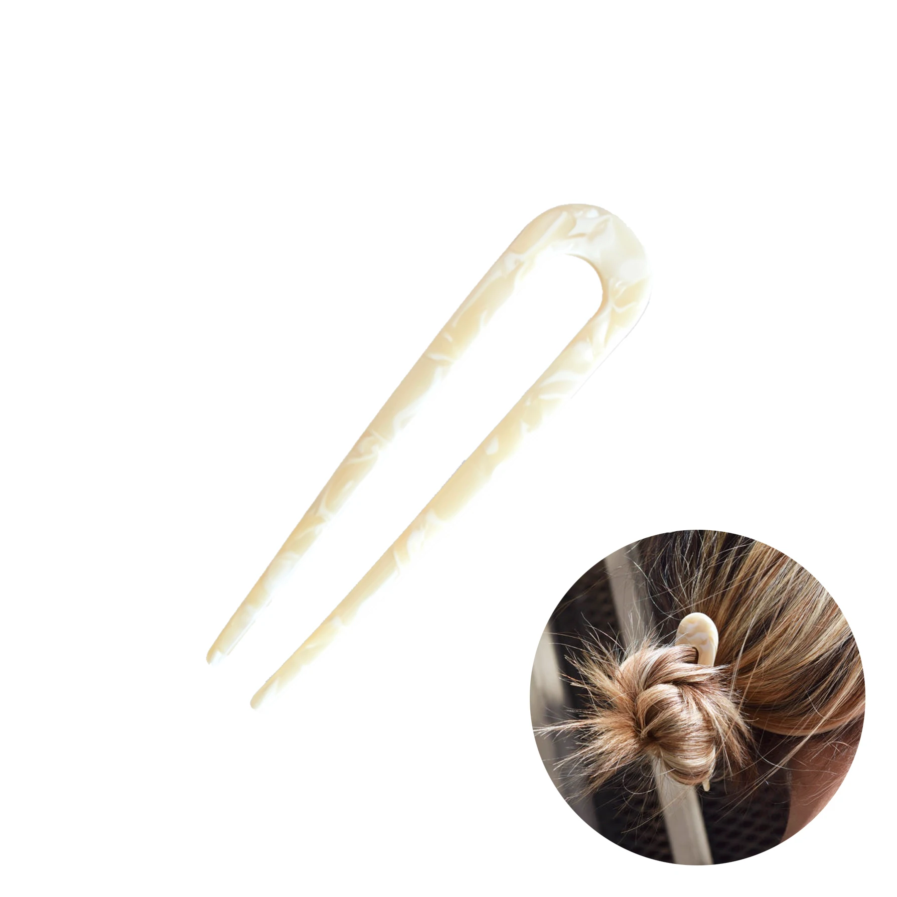 4.3 Inch Cellulose Acetate resin Tortoise Shell 2 Prong Updo Chignon French Hair Fork Sticks Accessory Hairpin U Shaped Hair Pin