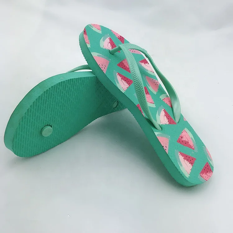 Latest design fancy multi light colors fruits printed beach chinese nude massage girls indoor flip flops