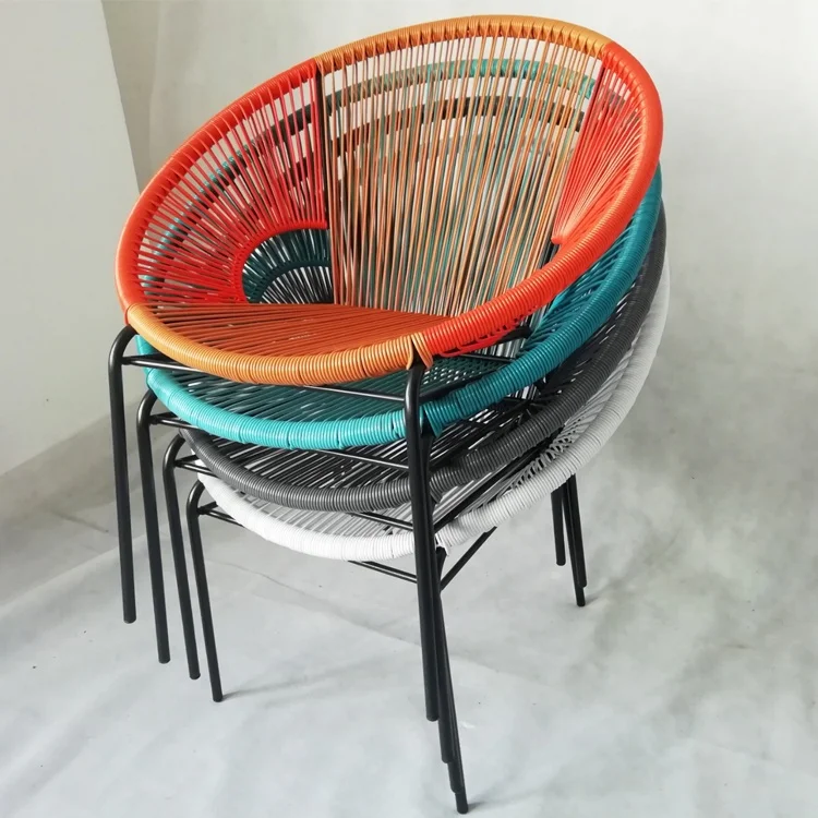 Patio Rattan / Wicker Metal Stackable Modern Acapulco Egg Shape Chair