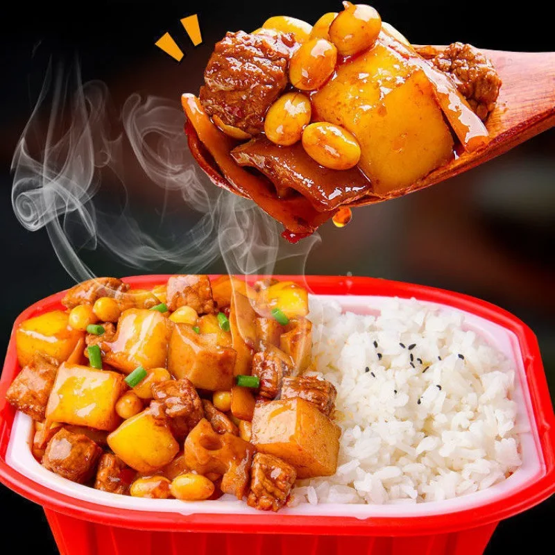 warmer serving portable BBQ cook halal hot pot 3r food frozen mre restaurant rice meal Taiwan Braised Pork self-heating dish