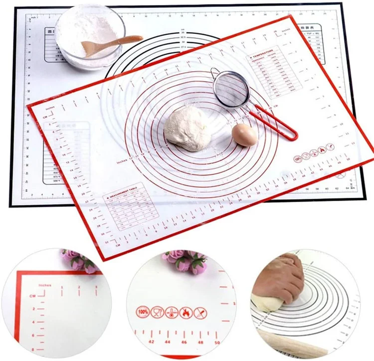 2021 Silicone Mat Baking Pastry With Measurements Anti-Slip Dough Rolling Silicone Pastry Mat