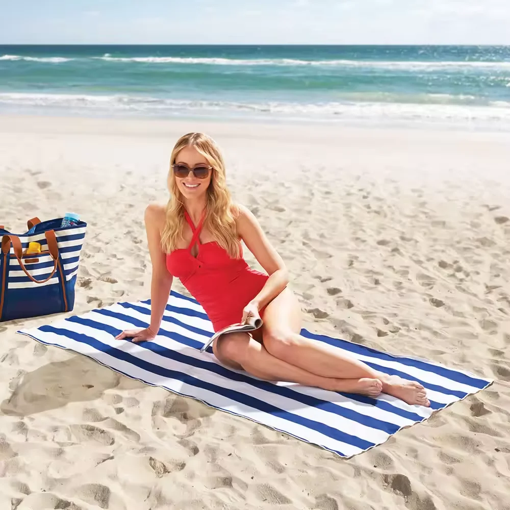 Custom pattern full printed sand free sublimation rpet microfibre quick dry beach towel with custom logo