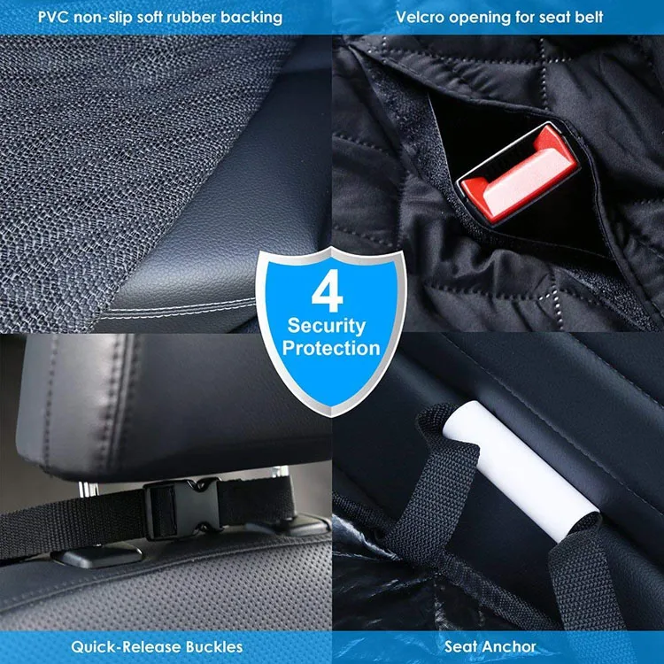 Washable Dog Hammock Mesh Visual Window Pet Seat Cover Waterproof Dog Car Seat Covers for Back Seat with Storage Pockets