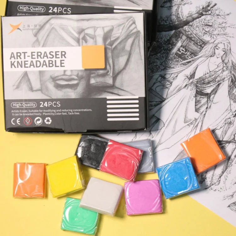 Factory Cheaper  Flexible Sketch Kneaded Rubber Custom Kneadable Eraser Drawing Art Eraser for Kids