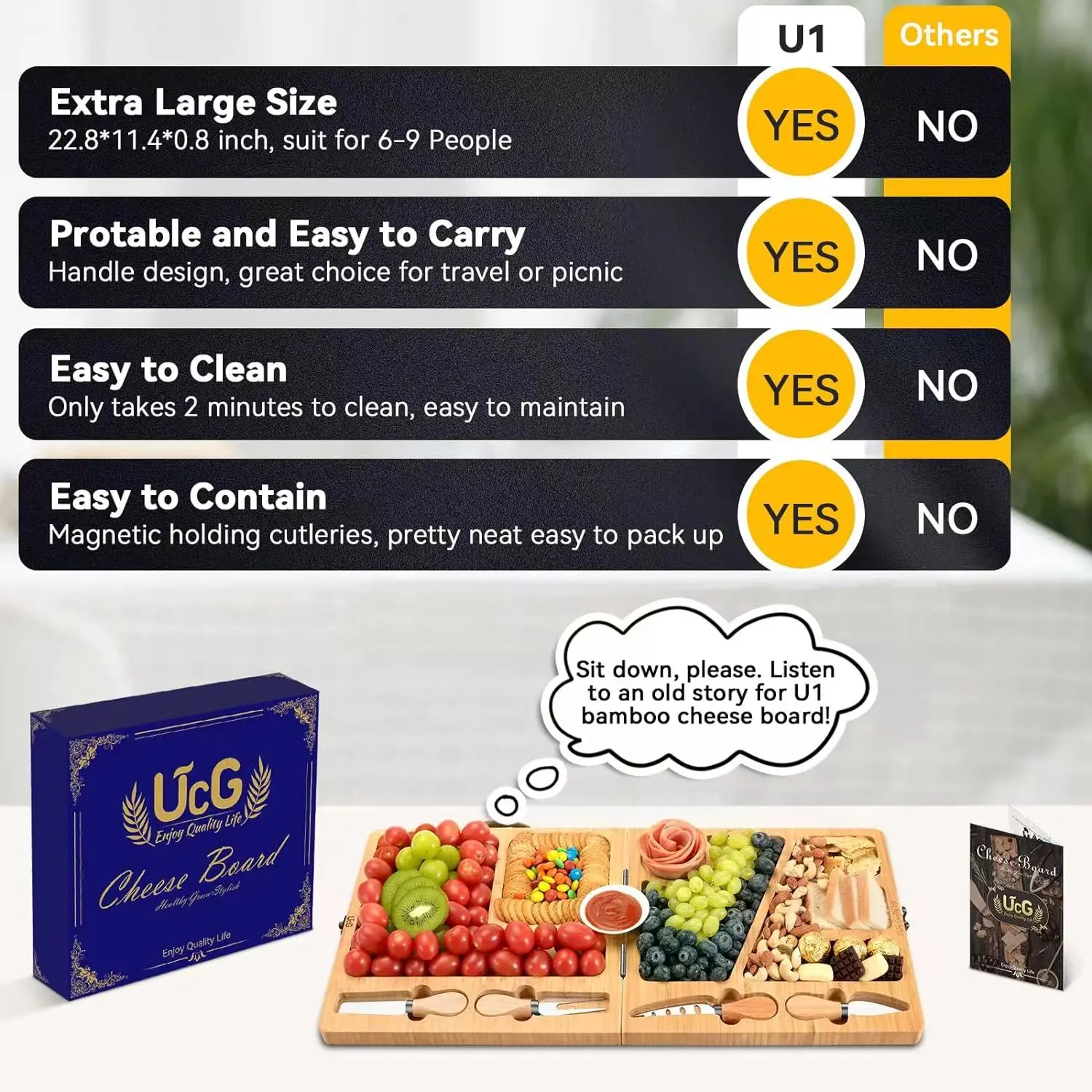 Foldable Bamboo Cheese Board and Knife Set with Suitcase-Style Toolbamboo cheese board and knife set charcuterie