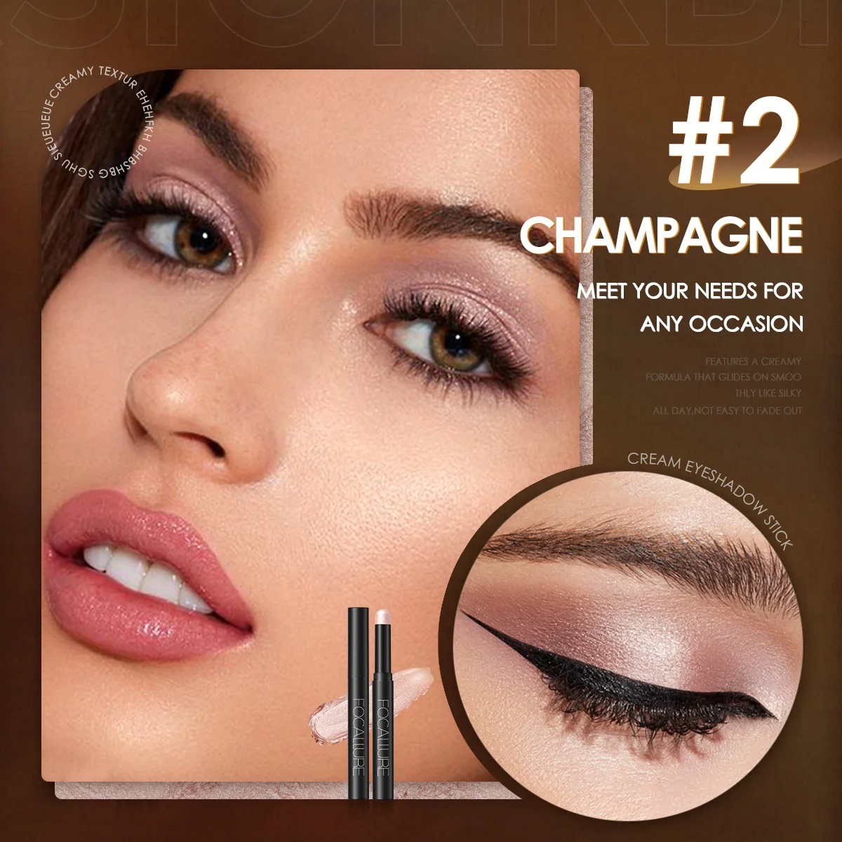 FOCALLURE FA38 Cream Shimmer Eyeshadow 24 Colors Waterproof Eye Shadow Stick