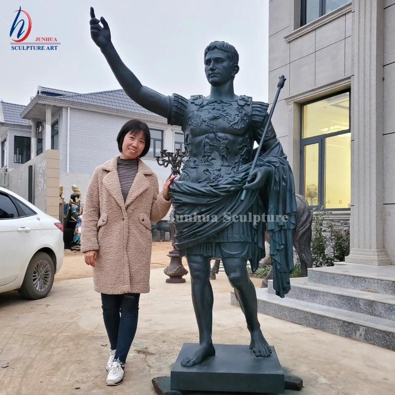 Статуя императора из древней бронзы большого размера, скульптура огня, Цезаря, греческая статуя