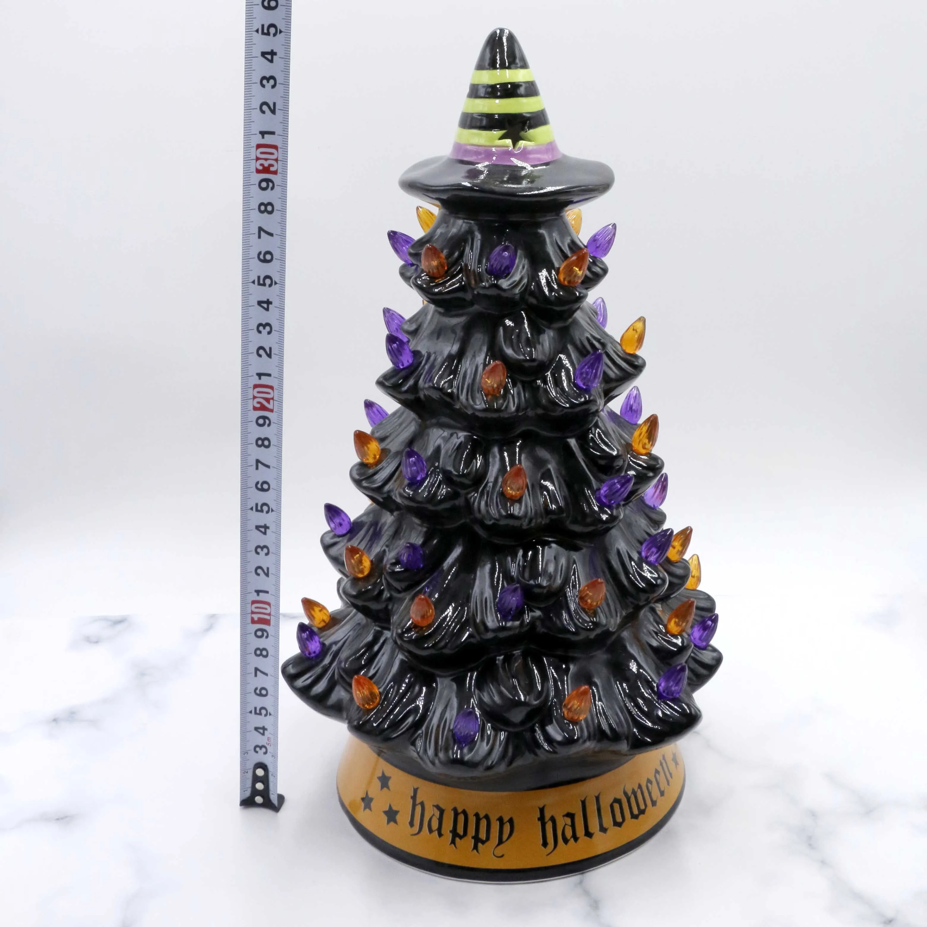 Питание от сети, красочные светящиеся бусины, Настольная подсветка, керамическая Рождественская елка