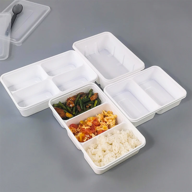 2 3 4 compartment lunch box disposable fast food packaging box plastic container for food Thickened and Large Capacity