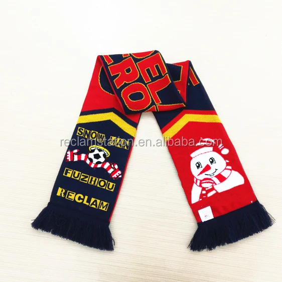 ladies winter  solid multi-colors jacquard woven acrylic knitted soccer club scarfs   for National country flag