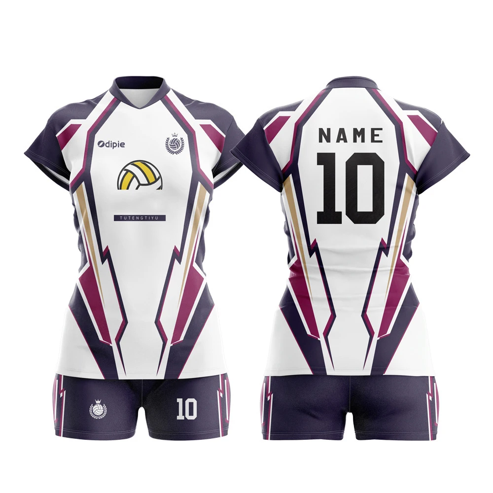 Custom new uniform design set low MOQ quick dry slim beach wear mens womens sublimation volleyball jersey