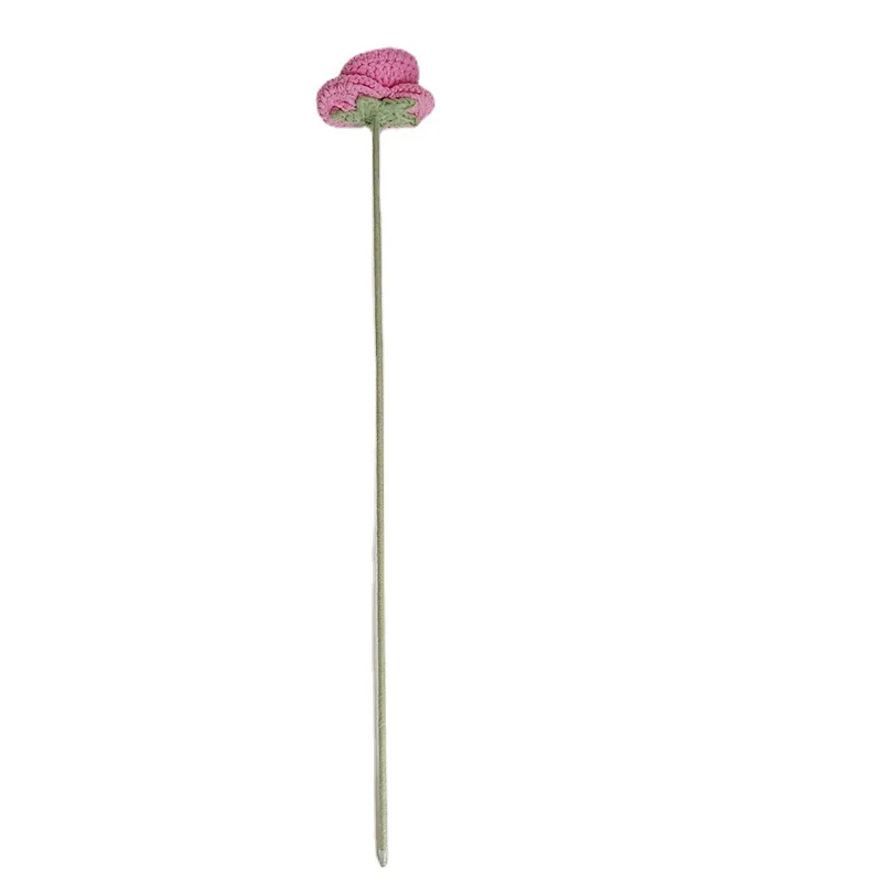 Decorative single crochet poppy stem floral hand-woven wool knitting handmade faux corn poppy crochet flower for home decor