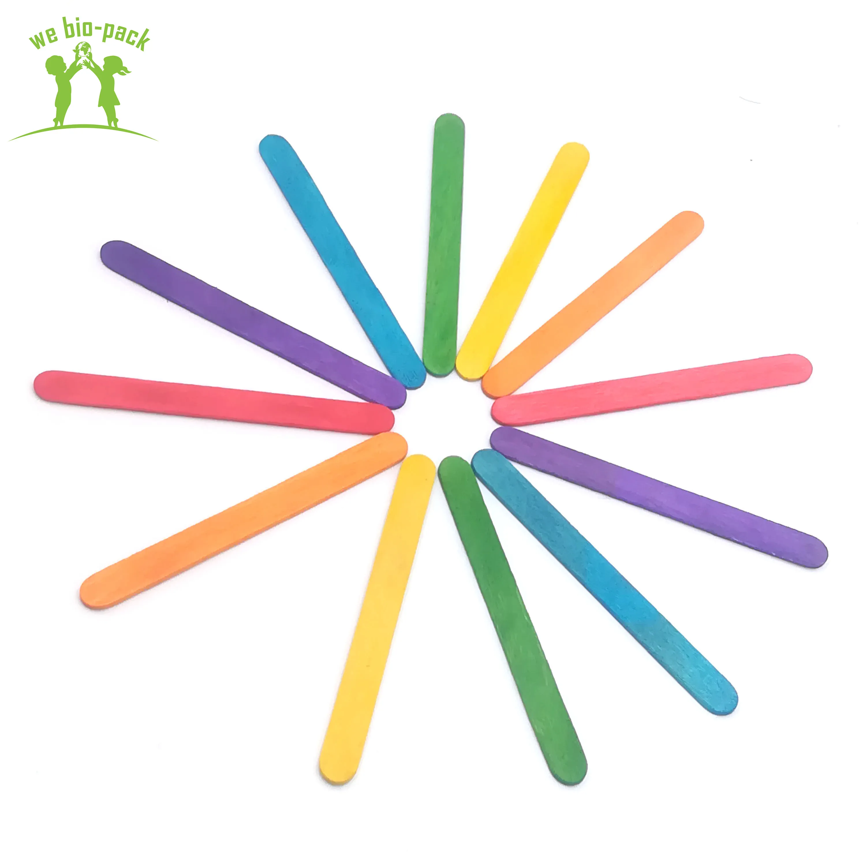 
90mm Kids Food Grade Wooden Sticks DIY Color Craft Sticks Ice Cream Spoon 