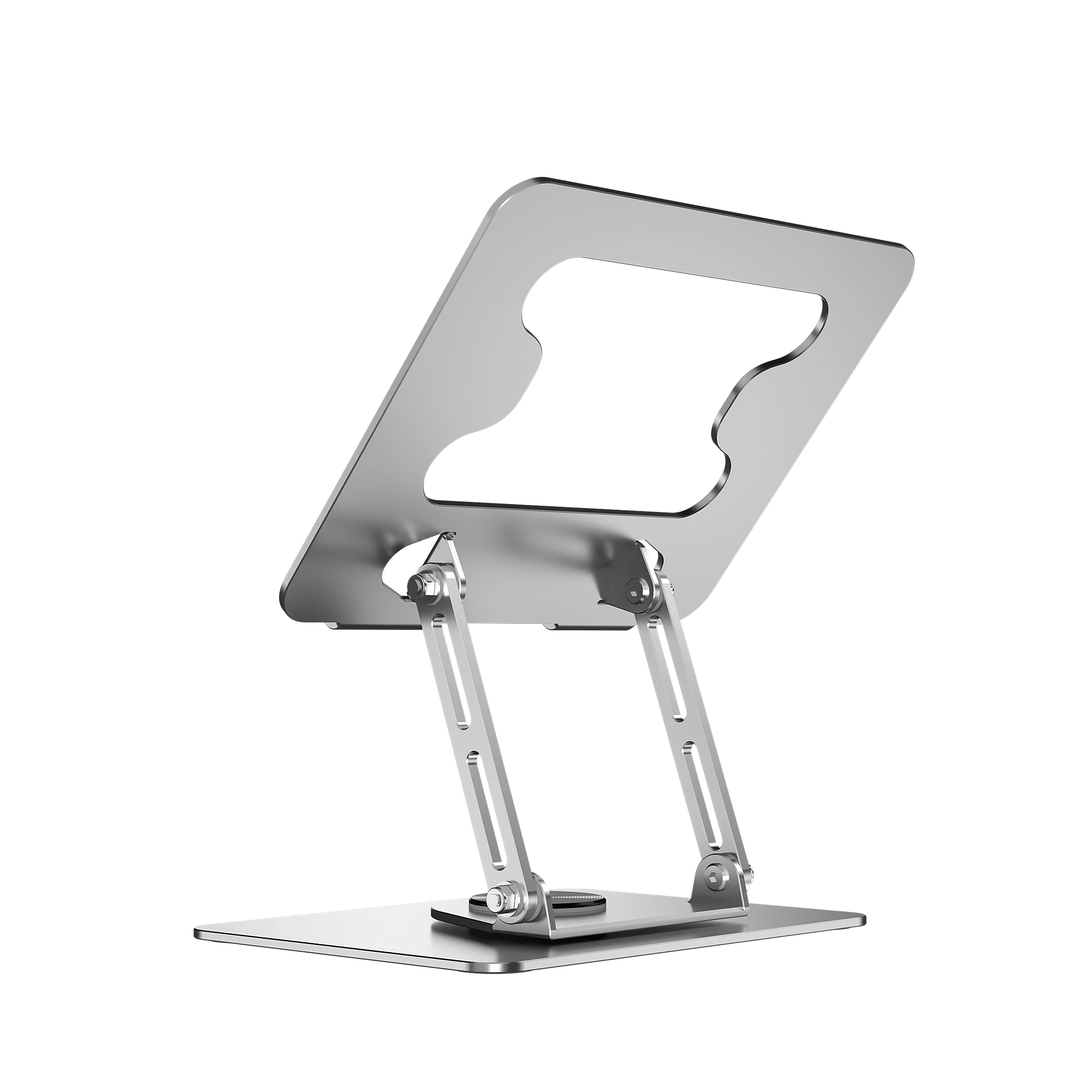 Carbon Steel 360 Degree Swivel and Tilt Laptop Stand Hollow Plate Design Air Cooling Laptop Riser Desktop Foldable