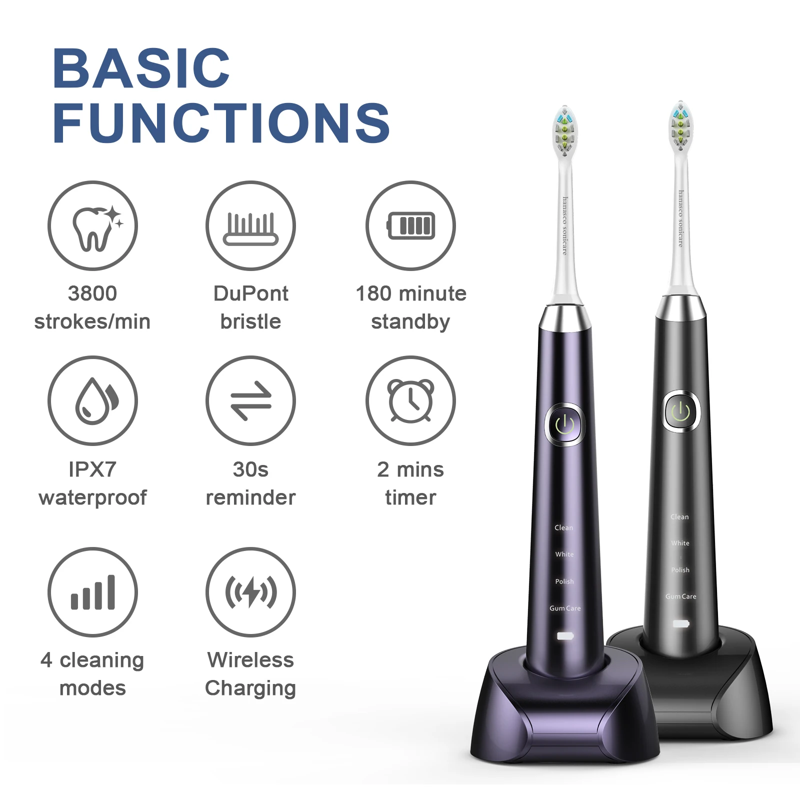 Portable travel sonic electric toothbrush multifunctional adult cleaning teeth electric toothbrush