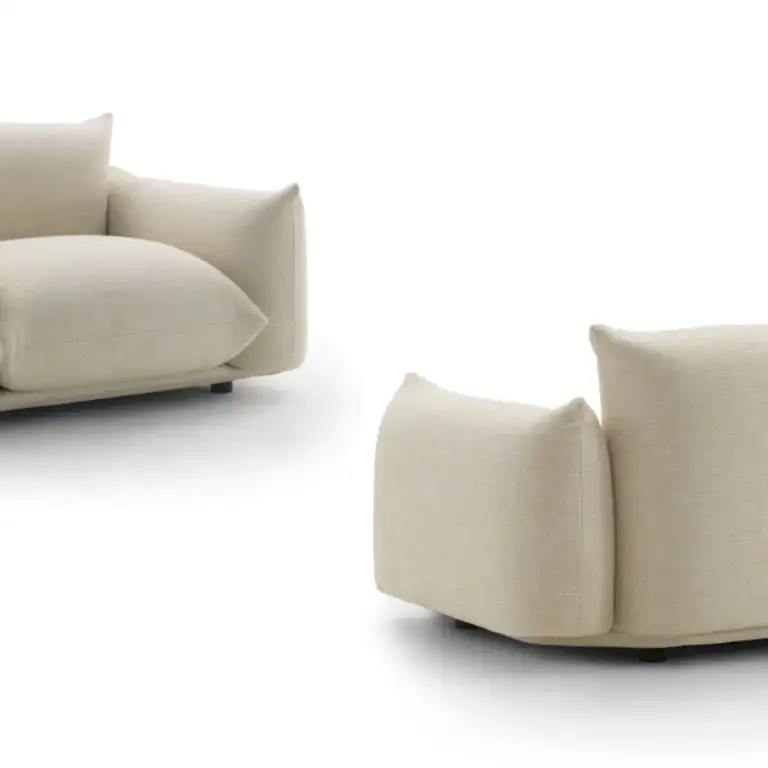 Custom Armchair Italian Minimal Mid-Century Cloud Velvet Boucle Couch Sofa With Metal Legs Comfy