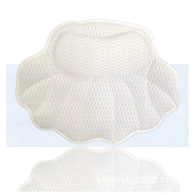 2021 new design Luxury white scallop shaped  comfortable  3D air mesh bathtub pillow  home spa bath pillow