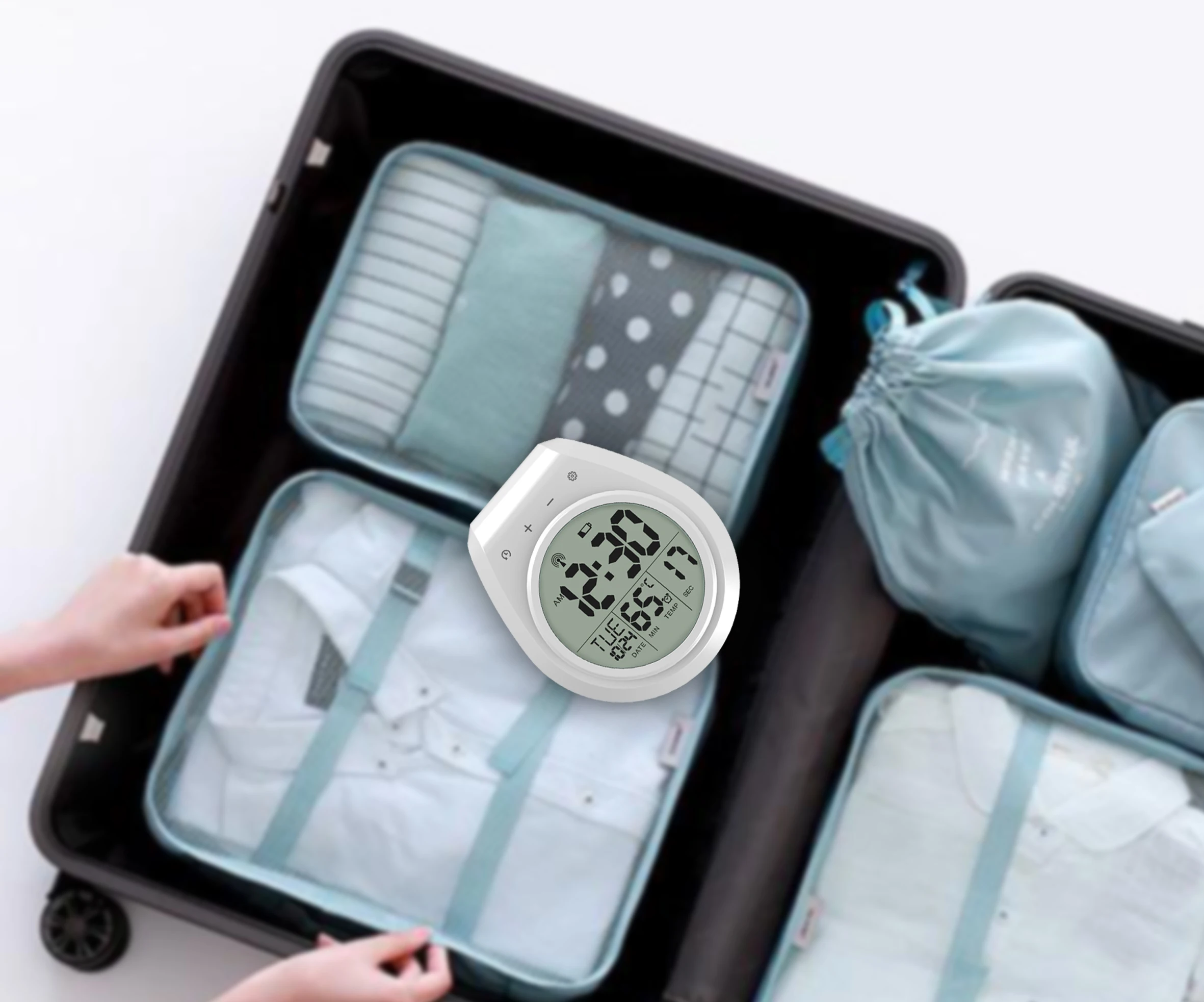 Цифровой будильник с большим дисплеем, водонепроницаемый прибор с распылителем воды для кухни, ванной комнаты, душа, настенные часы с температурой и влажностью