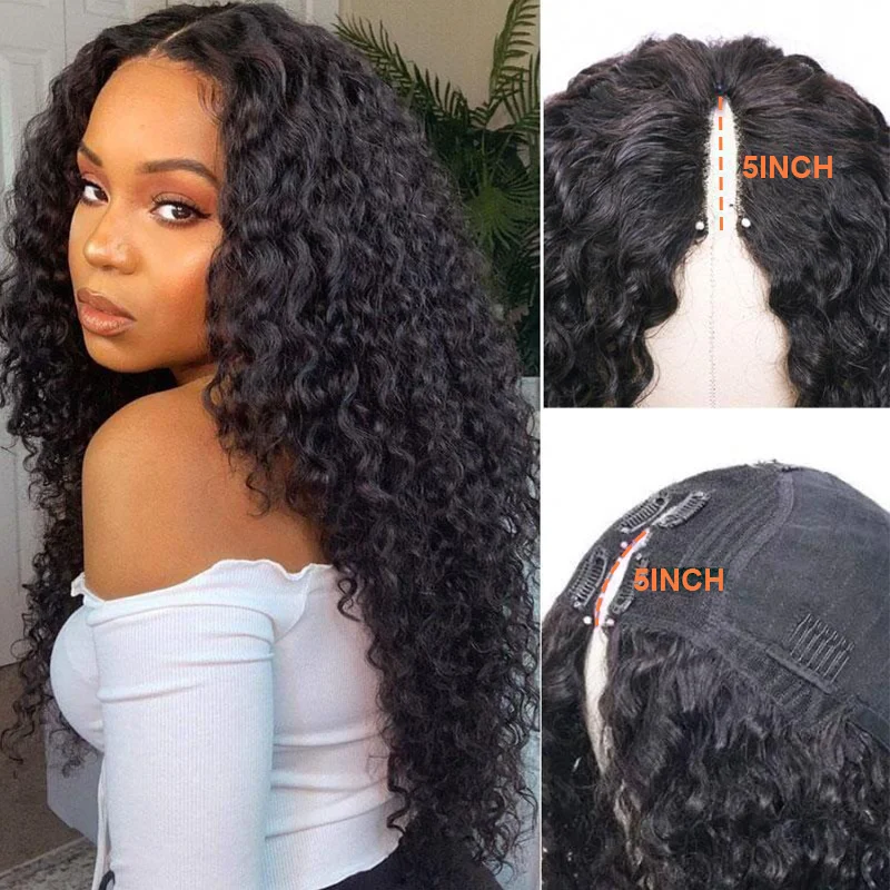 150% 180% 250% Density Brazilian V part human hair wigs Water Loose body Wave Natural Color V-part wig straight for Black Women
