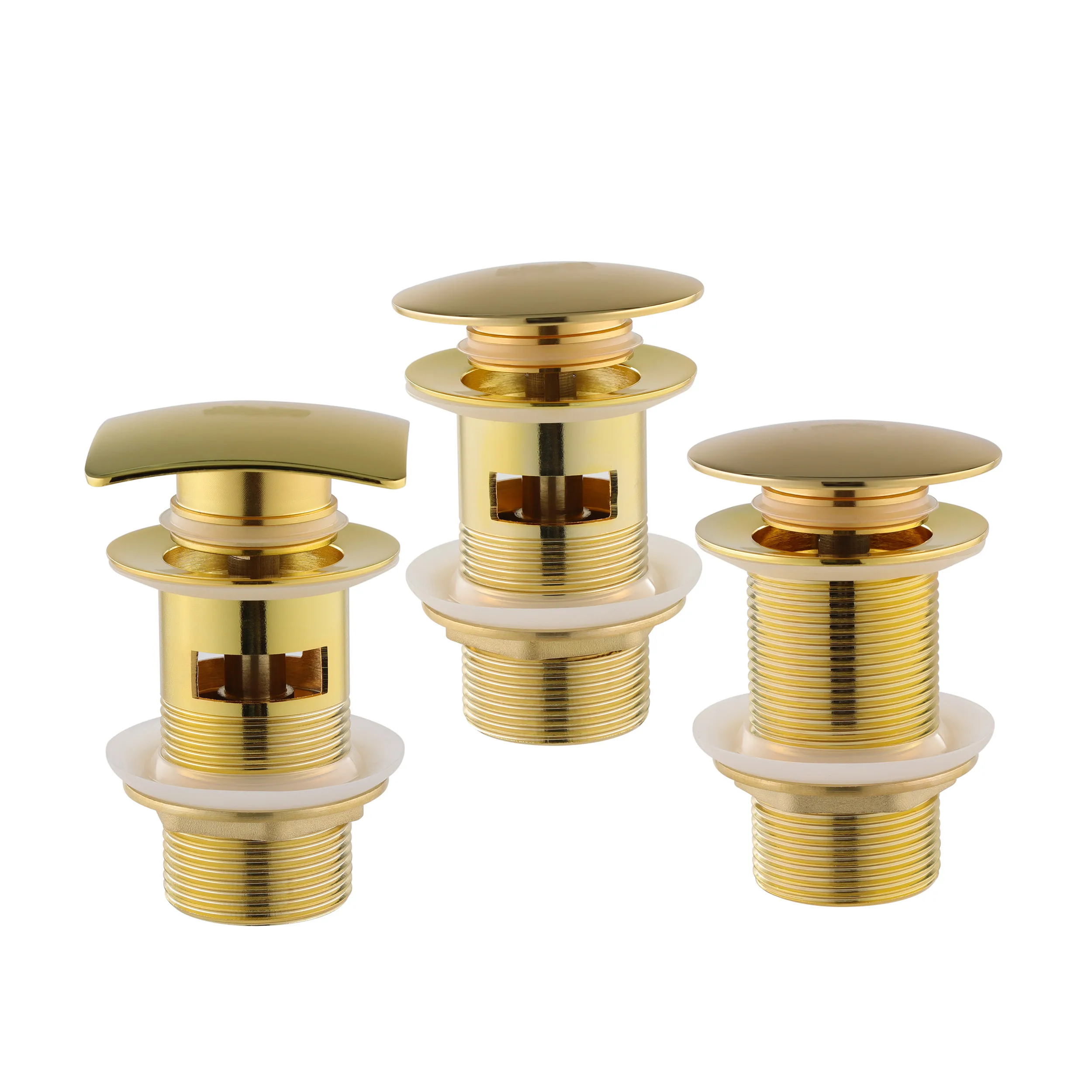 PVD gold Stainless Steel Pop up drain valve Brass Washroom Sink Basin Drain Drainer OEM overflow and Square Basin waste