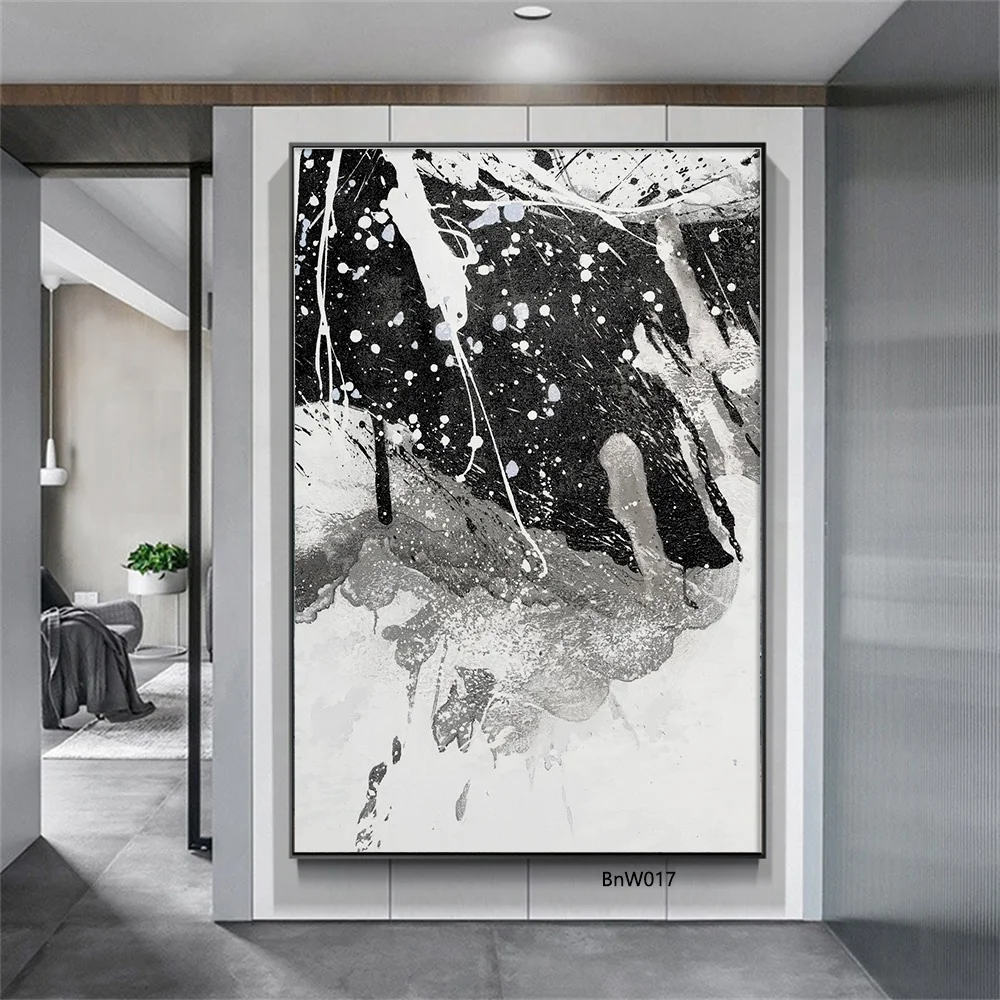 Hand-painted Black And White Abstract Oil Painting On Canvas Modern Abstract art Wall Painting For Living Room Decor