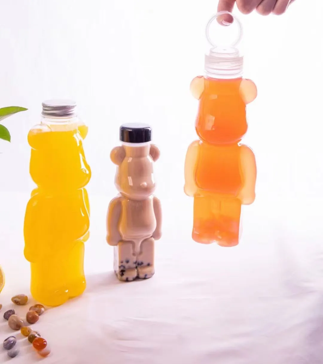 Reusable Kawaii Boba Cups with Lids and Straws Animal Bubble Tea Bottles 700ml Cute Teddy Bear Brick Unique Beverage Bottle