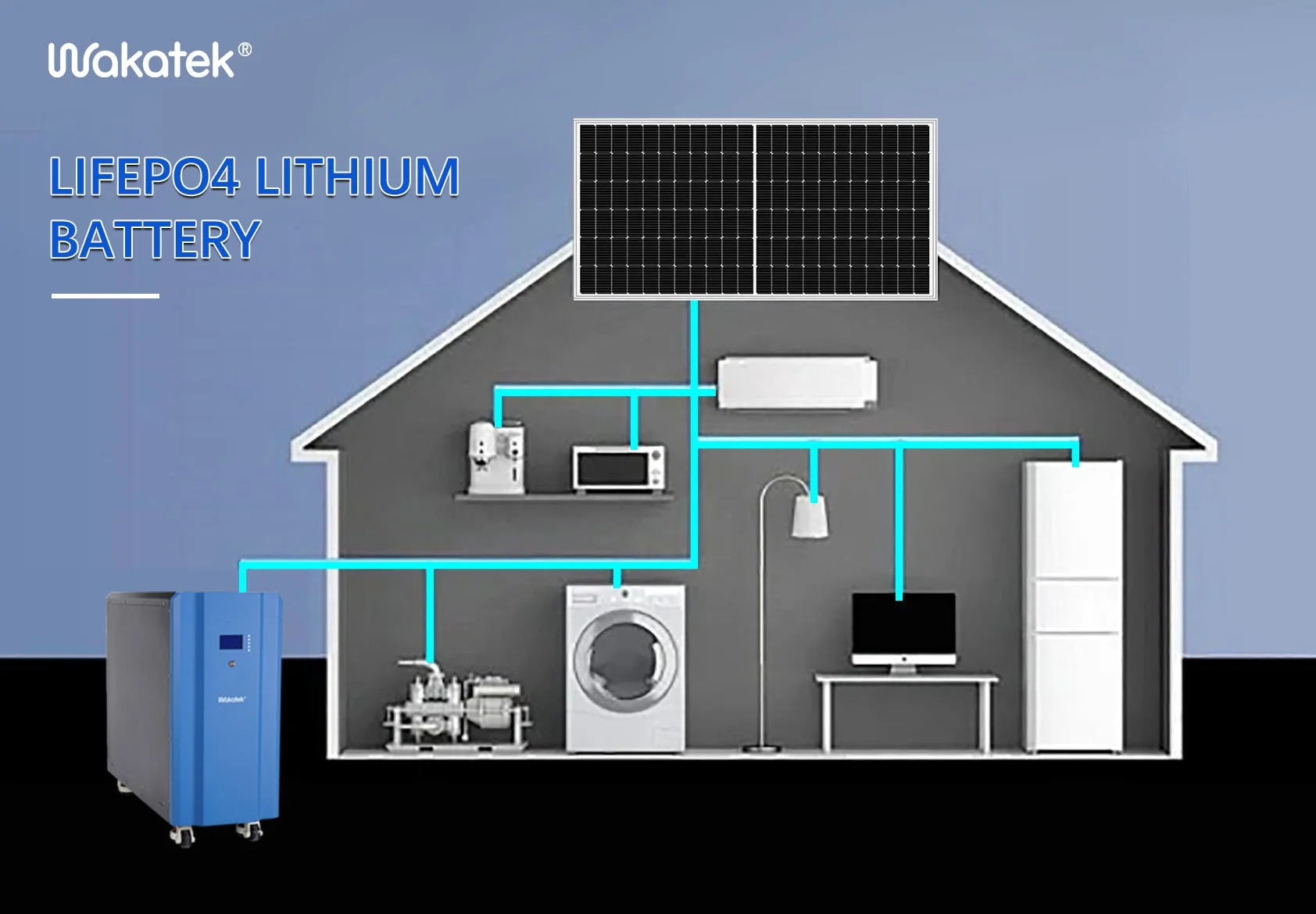 WAKATEK Highdrive 200A Allowed Max charge Current 15KWH Solar LifePO4 lithium battery