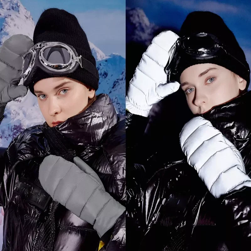 windproof waterproof Ultralight Outdoor Down Mittens Nylon Fabric Camping Down Winter Puffy Gloves