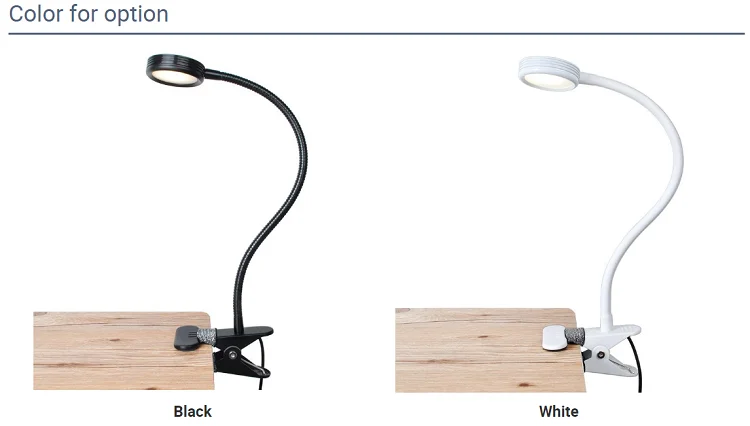 Wall mounted Flexible adjustable Metal Clip desk lamp clamp table lamp LED bedside reading lamp for study