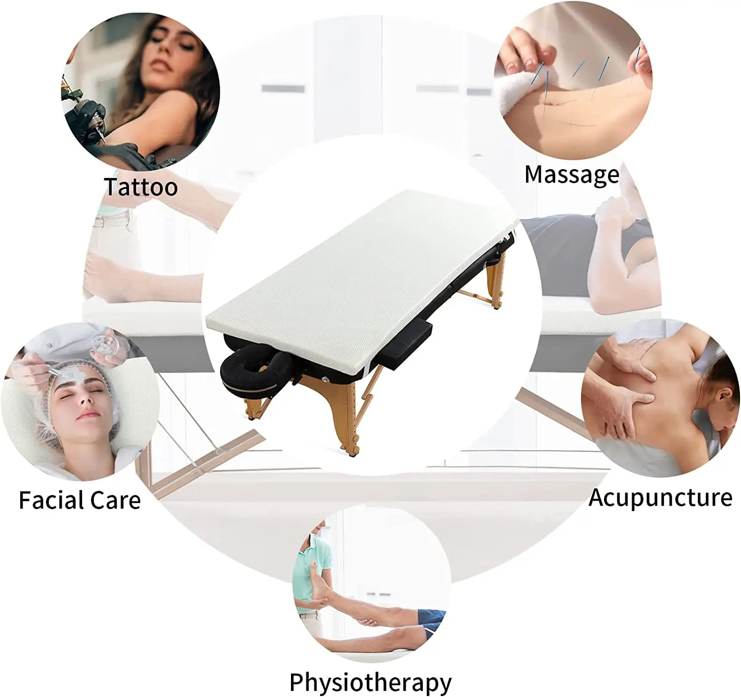 factory hot sell 2 inch Memory Foam Massage Table Topper with Removable Cover Beauty White 73x24x2 inch