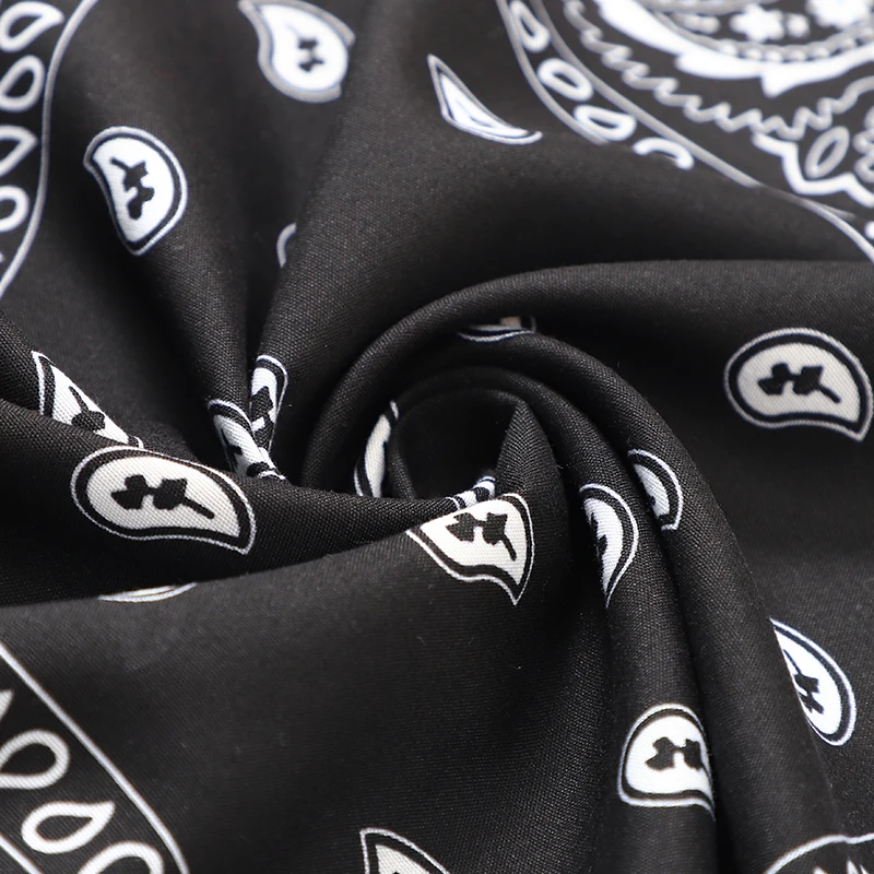 FUBU New product 32s 100% cotton wholesale solid color black girls hair bandana double sided printing 55*55CM