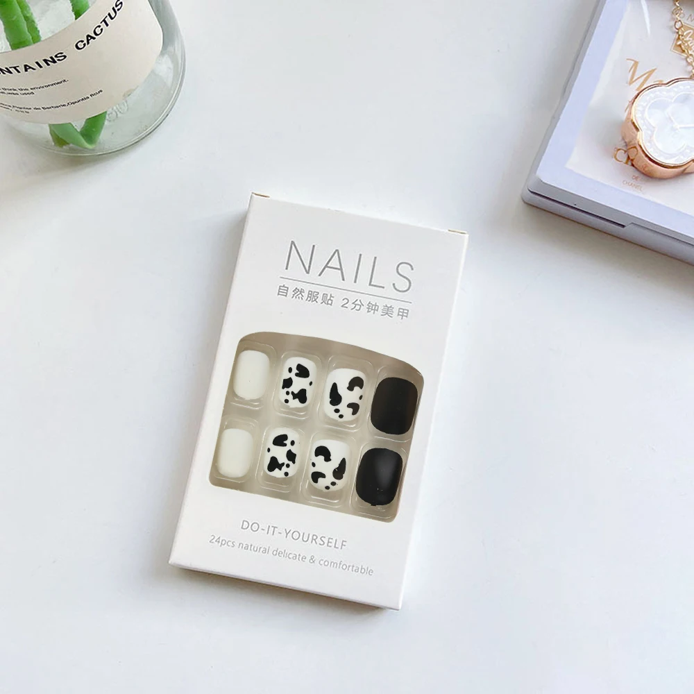 New Leopard Nails Press On French Coffin Acrylic Nails Artificial Fingernails Handmade False Gel Nail Tips for DIY