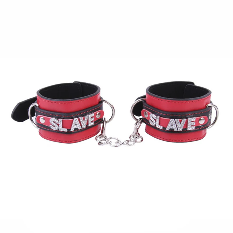 БДСМ бондаж активный Стразы ведомый из ПУ кожи черный с красными наручниками секс игрушки взрослые игры скобы альтернативные