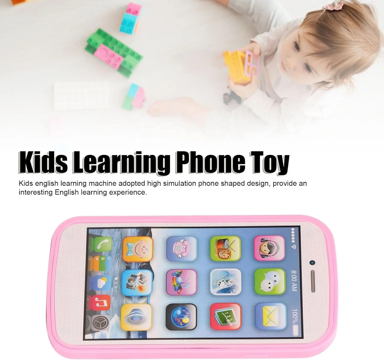 Baby Cell Phone Toy, Touch Screen Mobile Toy, Kids Learning Toy Play Cell Phone with Music