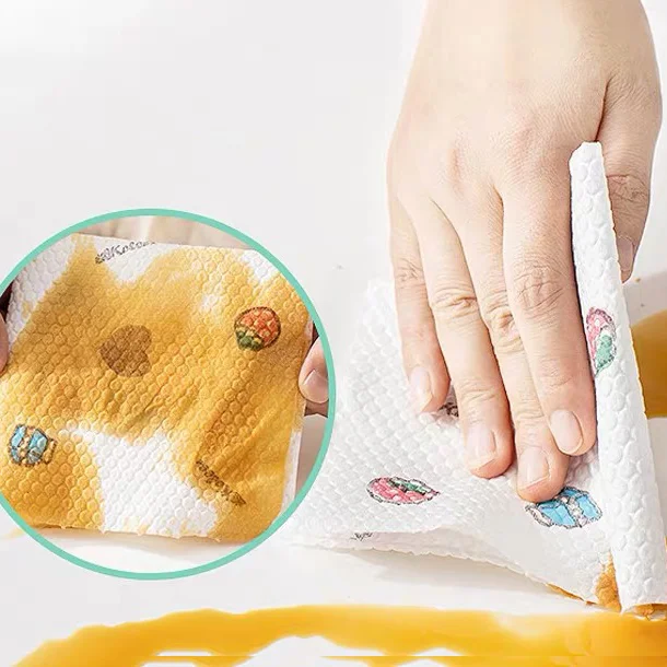 Customizable Kitchen Cleaning Dry Wipe Roll Disposable Lazy Rags Shop Dish Cloth Convenient Kitchen Paper Towels