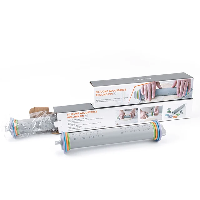 Flour wooden Rolling Stick with Adjustable Scale Food Grade Silicone Rolling Pin gun pastry tools bakers