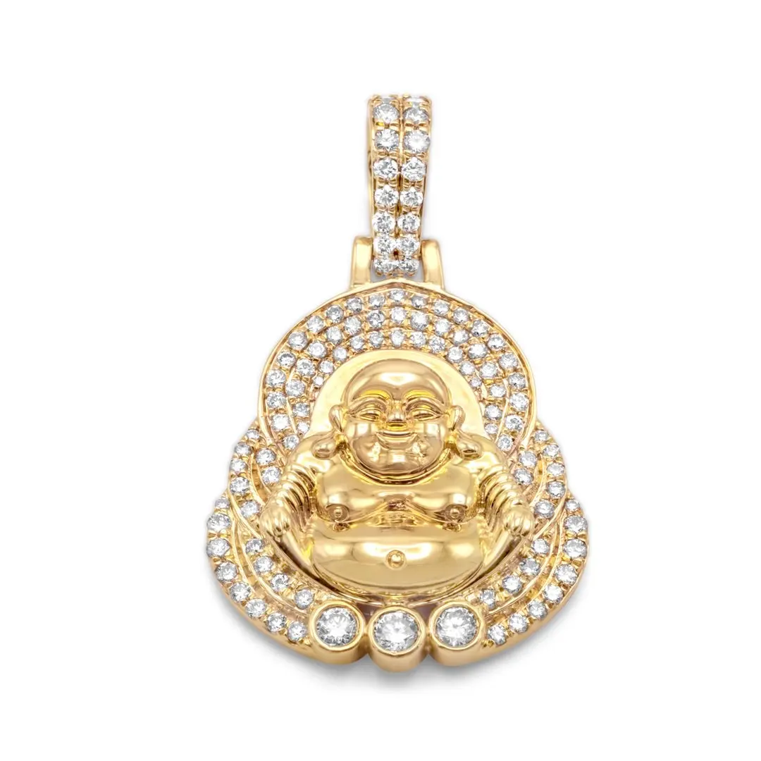 Latest New Hip Hop Jewelry Micro Pave CZ Gold Plated Buddha with Full Diamond Pendant