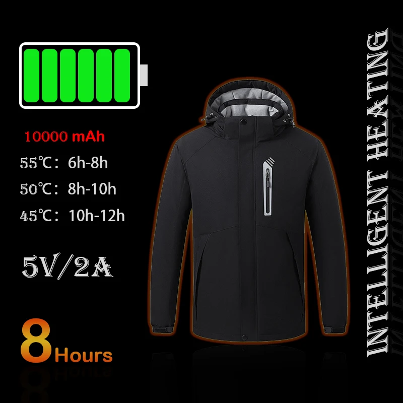 Electrical warming clothes usb warmer 8 heat zones jacket man heated jacket battery heat winter jacket