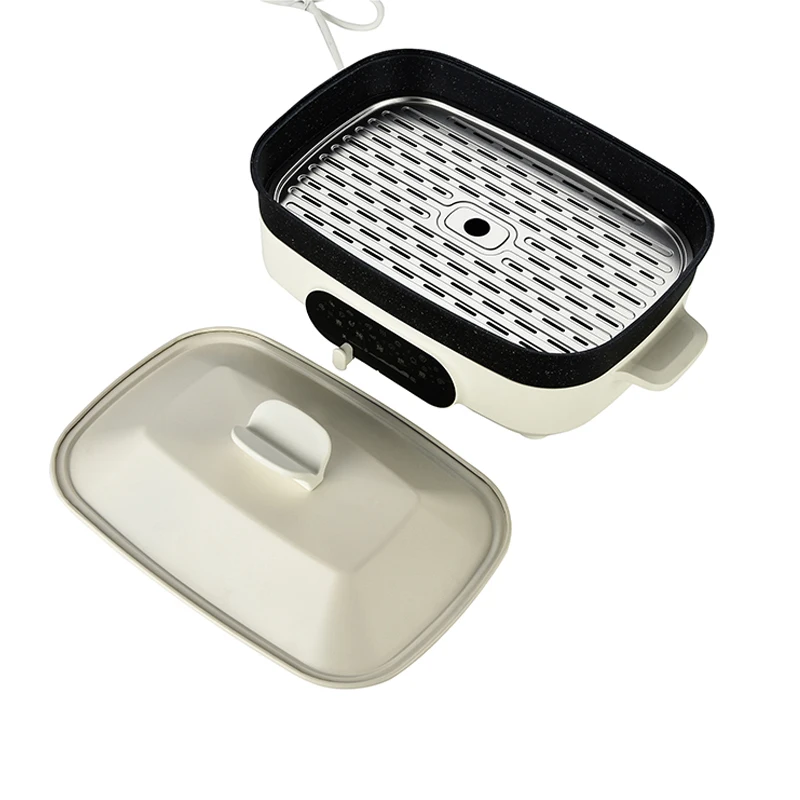 Лидер продаж, заводская цена, Алюминиевая антипригарная электрическая многофункциональная кастрюля для приготовления пищи, горячий горшок, гриль, домашняя сковорода