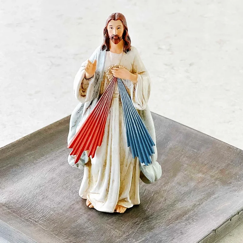 Wholesale custom religious decoration Catholic Jesus statue sculpture handmade resin Divine Mercy figurine